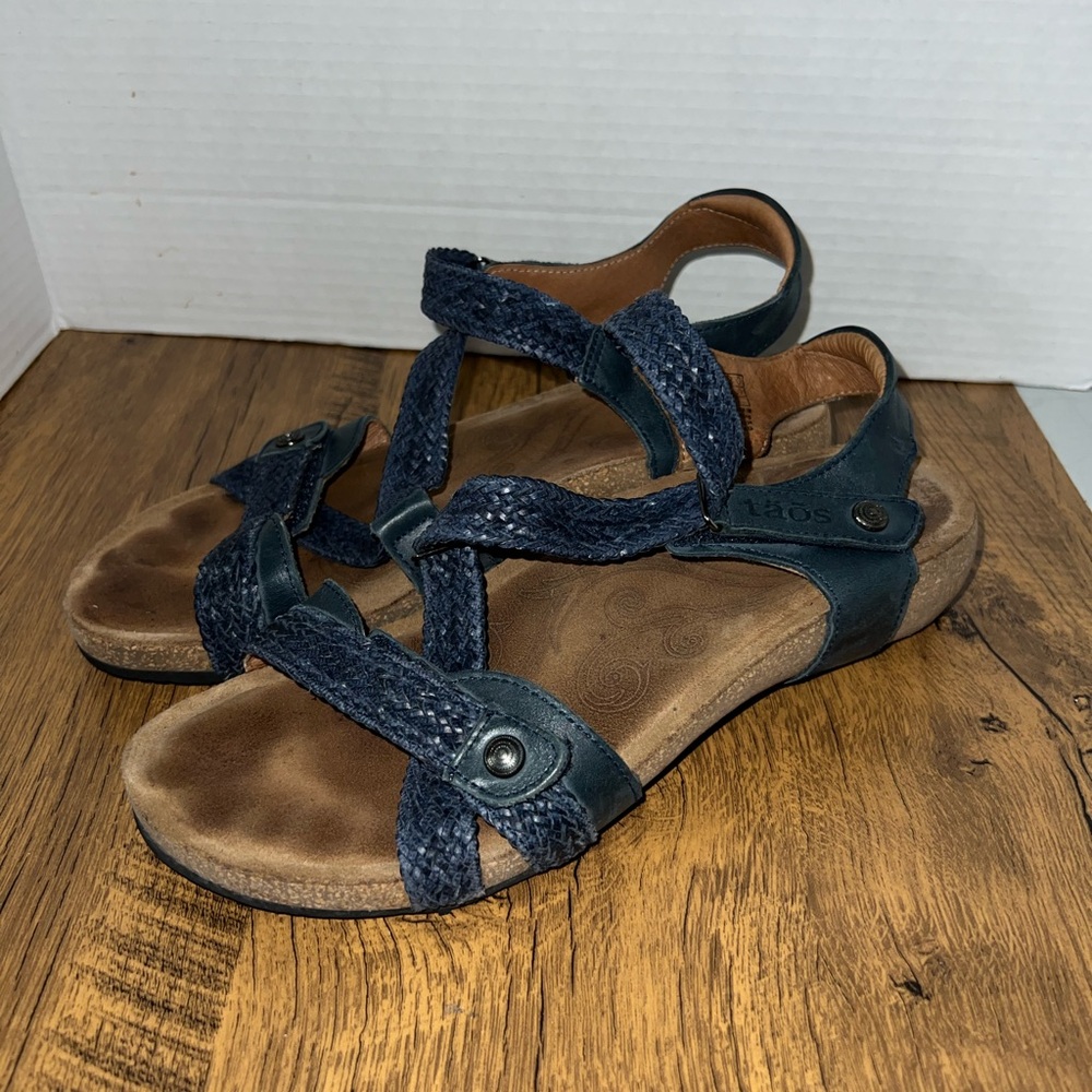 Taos Footwear Navy Braided Leather Comfort Sandals